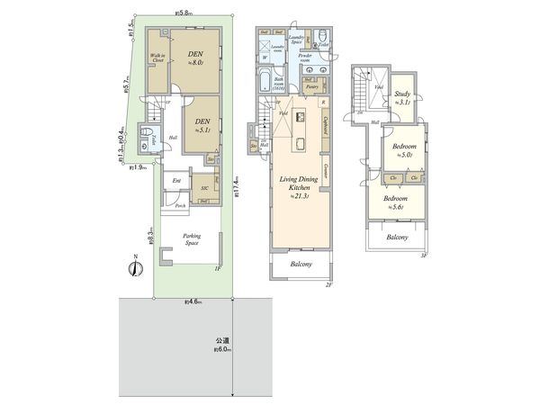 深沢3丁目新築戸建 2号棟 間取図(平面図)