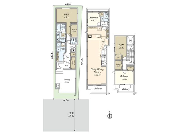 深沢3丁目 新築戸建 3号棟 間取図(平面図)