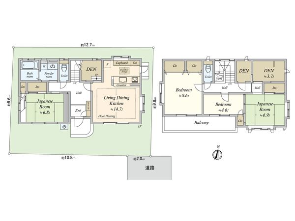 緑が丘3丁目 戸建 間取図(平面図)