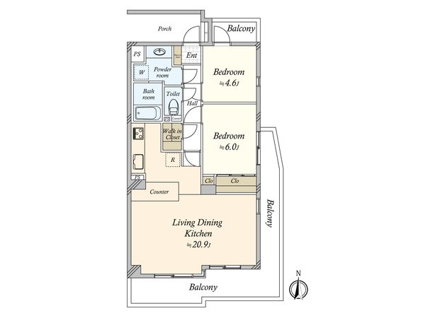 コスモ都立大学 間取図(平面図) コスモ都立大学 間取図(平面図)