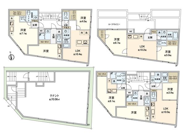 尾山台3丁目 一棟ビル 間取図(平面図) 尾山台3丁目 一棟ビル 間取図(平面図)