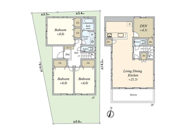 大田区上池台3丁目戸建 間取図(平面図) 大田区上池台3丁目戸建 間取図(平面図)