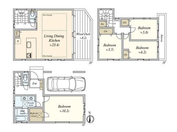大田区大森中2丁目 新築戸建 間取図(平面図) 大田区大森中2丁目 新築戸建 間取図(平面図)
