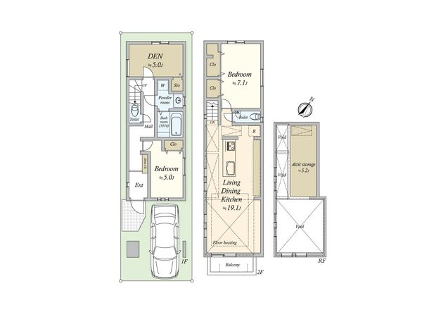 大田区中央3丁目 新築戸建1号棟 間取図(平面図) 大田区中央3丁目 新築戸建1号棟 間取図(平面図)