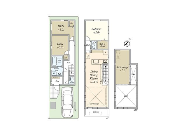 大田区中央3丁目 新築戸建2号棟 間取図(平面図) 大田区中央3丁目 新築戸建2号棟 間取図(平面図)