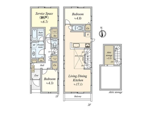 大田区南馬込3丁目新築戸建 1号棟 間取図(平面図) 大田区南馬込3丁目新築戸建 1号棟 間取図(平面図)
