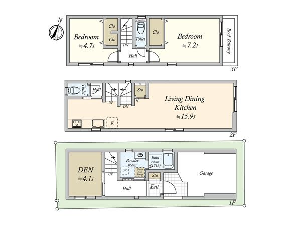 大田区大森南2丁目 新築戸建(B号棟) 間取図(平面図)