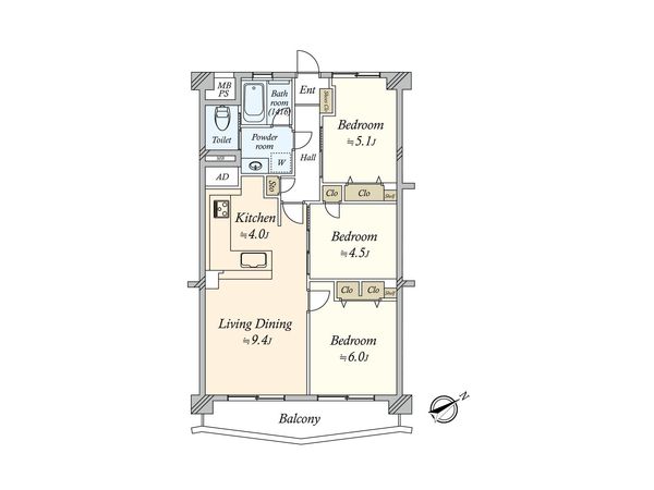 日商岩井・南馬込マンション 間取図(平面図) 間取図(平面図)