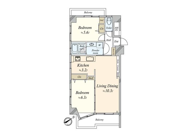 ハイコーポ梅屋敷 間取図(平面図)