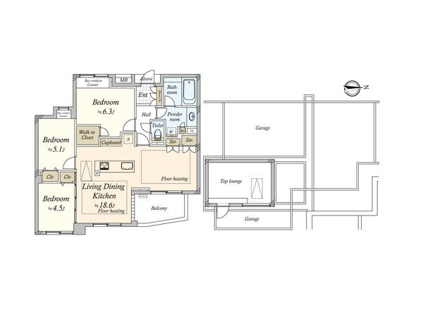アデニウム大森山王 間取図(平面図) アデニウム大森山王 間取図(平面図)