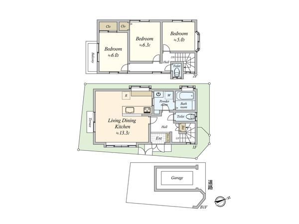 大田区南雪谷1丁目戸建 間取図(平面図) 間取図(平面図)
