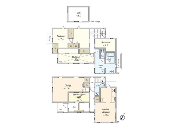 大田区南雪谷5丁目戸建 間取図(平面図) 間取図(平面図)