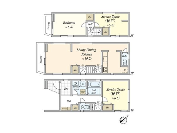 大田区東雪谷3丁目新築戸建B号棟 間取図(平面図) 大田区東雪谷3丁目新築戸建B号棟 間取図(平面図)