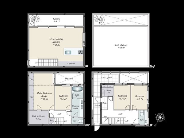世田谷区用賀2丁目戸建 間取図(平面図)
