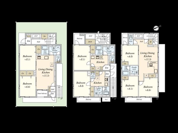 目黒区目黒本町5丁目賃貸併用住宅 間取図(平面図) 目黒区目黒本町5丁目賃貸併用住宅 間取図(平面図)