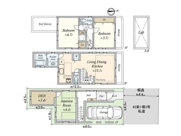 大田区北千束3丁目戸建 間取図(平面図) 大田区北千束3丁目戸建 間取図(平面図)