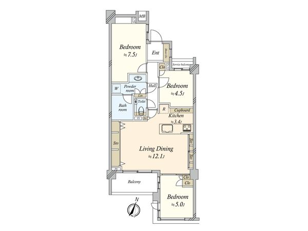 ブランズ弦巻四丁目 間取図(平面図)