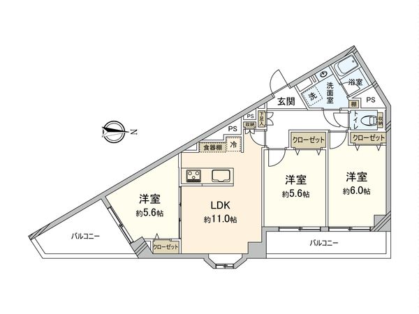 朝日石川台マンション 間取図(平面図) 間取図(平面図)