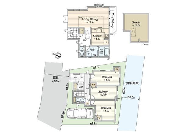 目黒区三田1丁目 戸建 間取図(平面図) 目黒区三田1丁目 戸建 間取図(平面図)