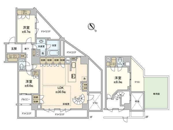 ザ・パークハウス中目黒小川坂 間取図(平面図) ザ・パークハウス中目黒小川坂 間取図(平面図)