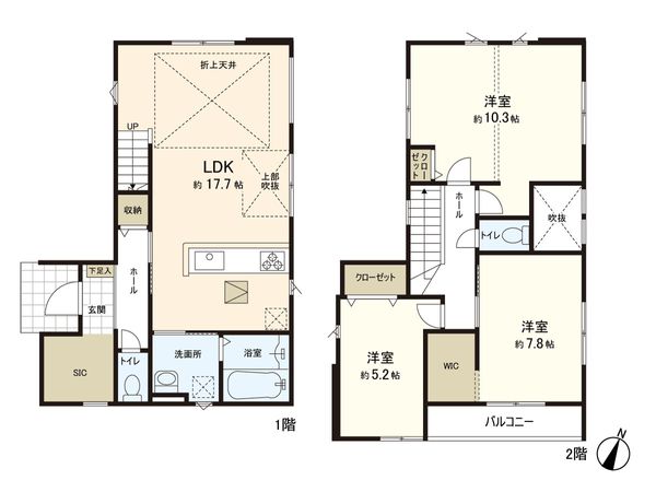 さいたま市緑区大字三室 1号棟 間取図(平面図) さいたま市緑区大字三室 1号棟 間取図(平面図)