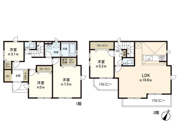 さいたま市南区太田窪2丁目 1号棟 間取図(平面図)