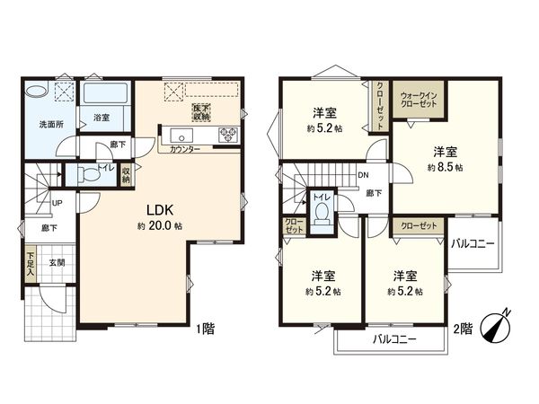 さいたま市緑区東浦和7丁目 1号棟 間取図(平面図) さいたま市緑区東浦和7丁目 1号棟 間取図(平面図)