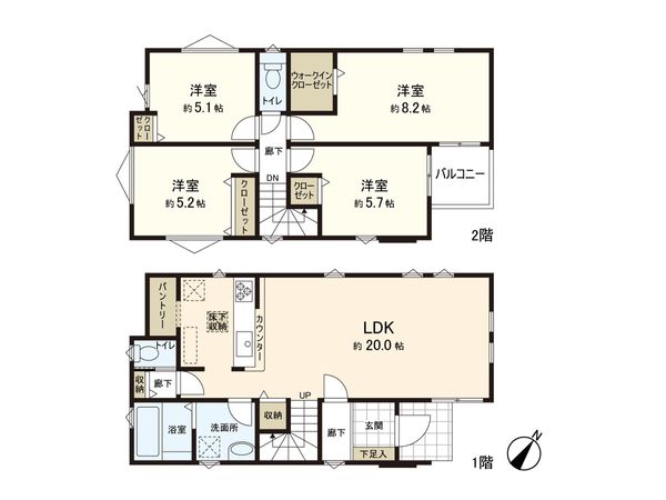 さいたま市緑区東浦和7丁目 2号棟 間取図(平面図) さいたま市緑区東浦和7丁目 2号棟 間取図(平面図)