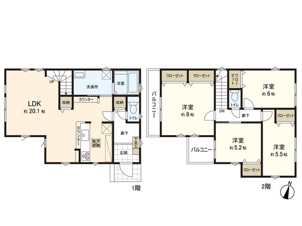 さいたま市南区大字太田窪 2号棟 間取図(平面図) 間取図(平面図)