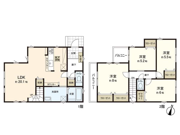 さいたま市南区大字太田窪 3号棟 間取図(平面図) 間取図(平面図)