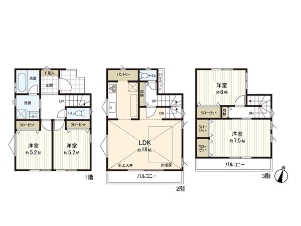 さいたま市南区文蔵4丁目 A号棟 間取図(平面図) さいたま市南区文蔵4丁目 A号棟 間取図(平面図)