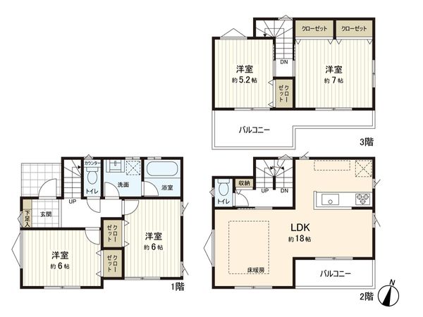 さいたま市南区文蔵4丁目 J号棟 間取図(平面図) 間取図(平面図)
