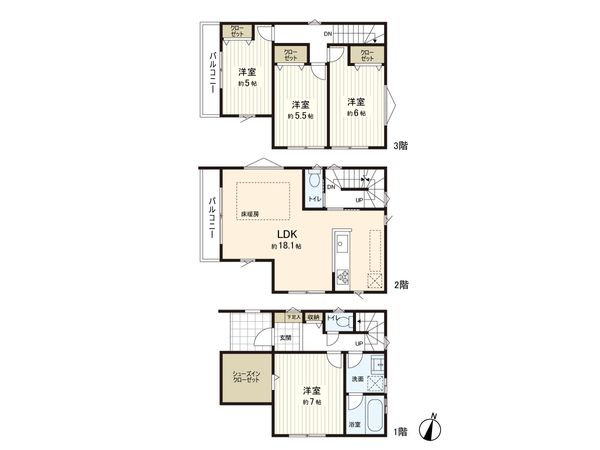 さいたま市南区文蔵4丁目 M号棟 間取図(平面図) 間取図(平面図)