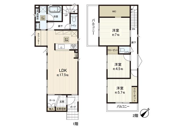 さいたま市南区大字大谷口 B号棟 間取図(平面図) さいたま市南区大字大谷口 B号棟 間取図(平面図)