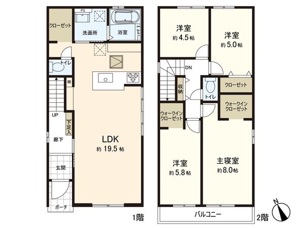 さいたま市緑区大字大門 2号棟 間取図(平面図) さいたま市緑区大字大門 2号棟 間取図(平面図)