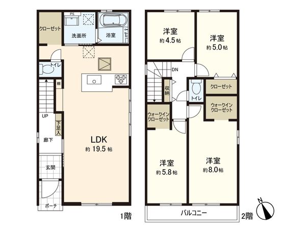 さいたま市緑区大字大門 2号棟 間取図(平面図) さいたま市緑区大字大門 2号棟 間取図(平面図)