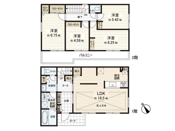 さいたま市緑区大字三室 D号棟 間取図(平面図) さいたま市緑区大字三室 D号棟 間取図(平面図)