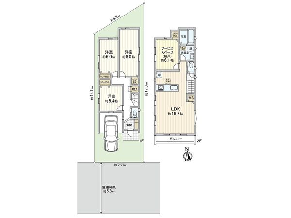 さいたま市緑区大字大間木 1号棟 間取図(平面図) 間取図(平面図)