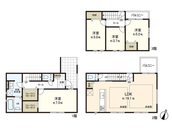 さいたま市浦和区領家1丁目 2号棟 間取図(平面図) さいたま市浦和区領家1丁目 2号棟 間取図(平面図)