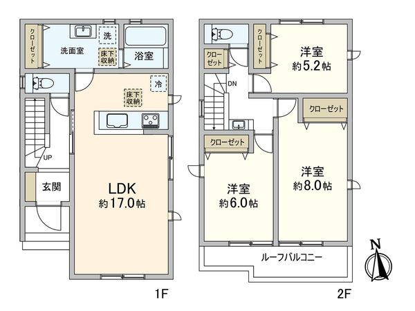 さいたま市緑区道祖土4丁目 8号棟 間取図(平面図) さいたま市緑区道祖土4丁目 8号棟 間取図(平面図)
