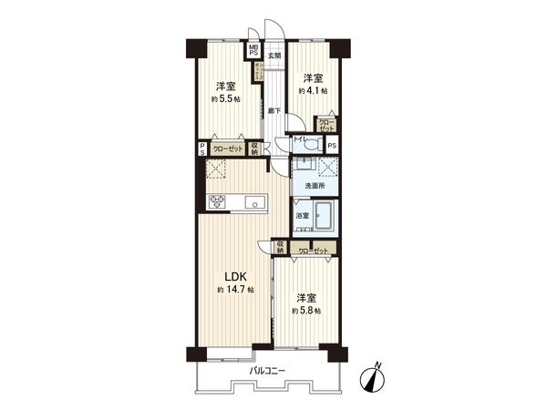 ワコーレ東浦和 C号棟 間取図(平面図)