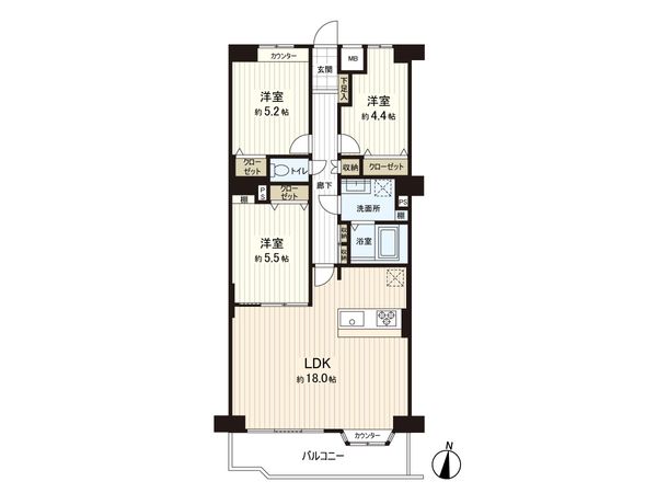 エクセル北浦和 A棟 間取図(平面図) エクセル北浦和 A棟 間取図(平面図)