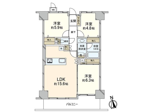 レクセルマンション浦和岸町 間取図(平面図) レクセルマンション浦和岸町 間取図(平面図)