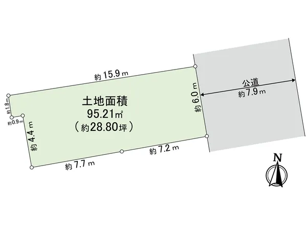 仮測量面積／約94.99平米（2025年12月実施） ・仮測量面積は、隣地境界立会等が未了のため、確定測量の結果増減する可能性があります。