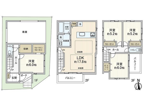 川口市西青木4丁目 3号棟 間取図(平面図)