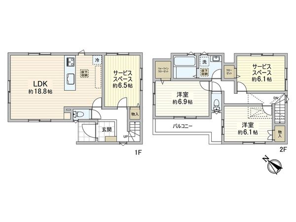 川口市元郷5丁目 1号棟 間取図(平面図) 川口市元郷5丁目 1号棟 間取図(平面図)