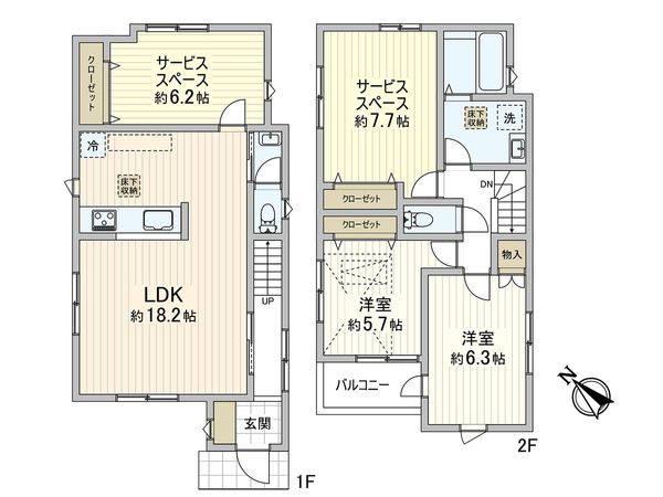 川口市元郷5丁目 2号棟 間取図(平面図) 川口市元郷5丁目 2号棟 間取図(平面図)