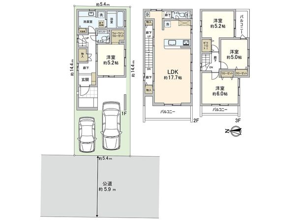川口市弥平1丁目 2号棟 間取図(平面図) 川口市弥平1丁目 2号棟 間取図(平面図)