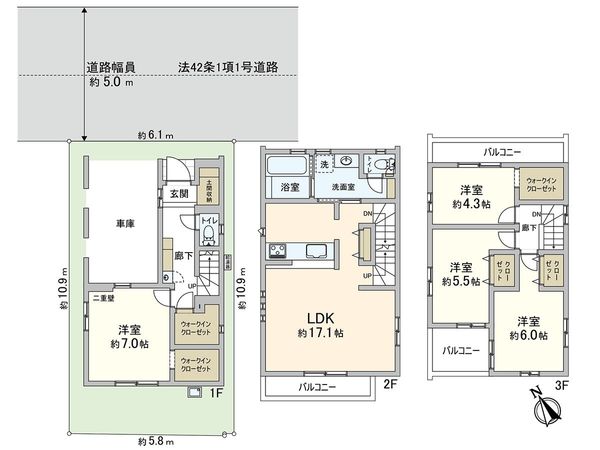 川口市上青木西2丁目 1号棟 間取図(平面図) 川口市上青木西2丁目 1号棟 間取図(平面図)