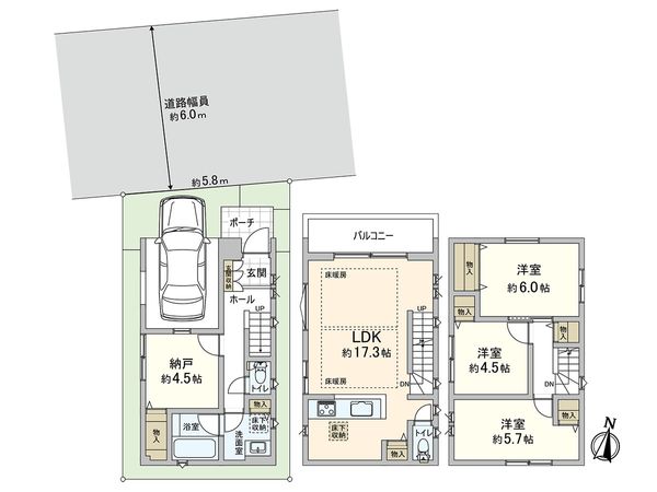 川口市西青木2丁目 3号棟 間取図(平面図) 川口市西青木2丁目 3号棟 間取図(平面図)